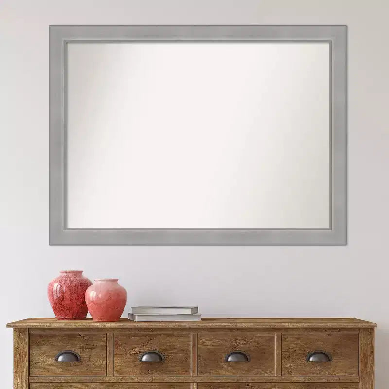 Miroir mural de salle de bain 42" x 31" Vista, non biseauté, nickel brossé - Rectangle, cadre en polystyrène, montage mural