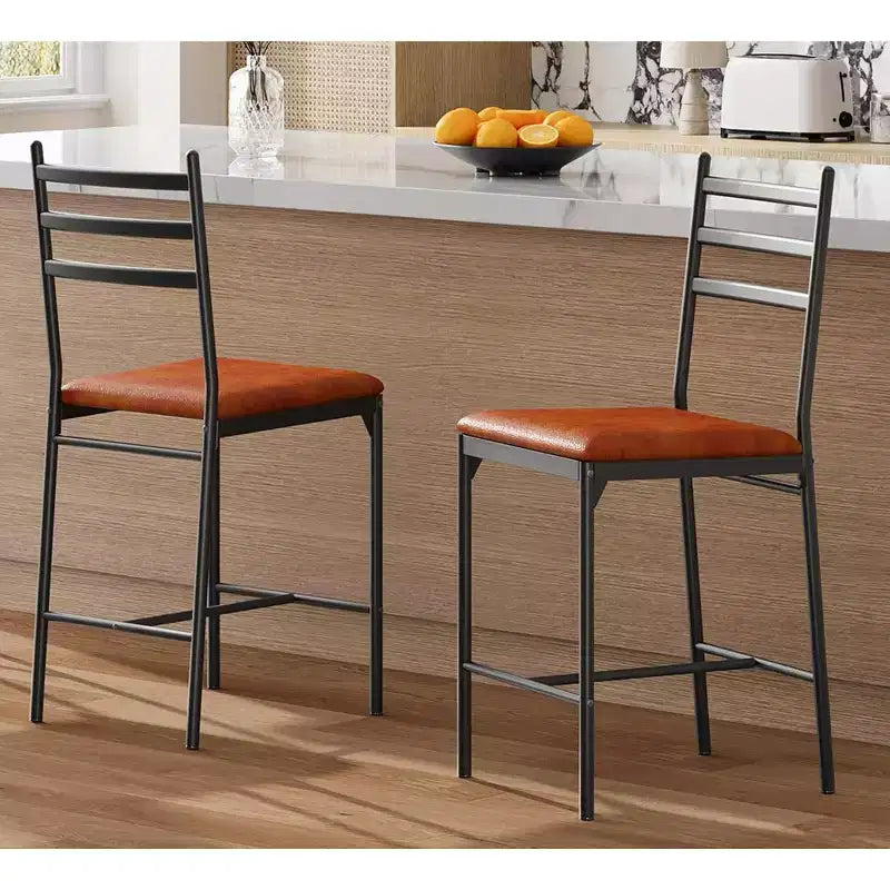 Tabourets de bar modernes avec dossier, chaises de bar hauteur comptoir avec repose-pieds, tabourets de bar en métal rembourrés pour îlot de cuisine, salle à manger