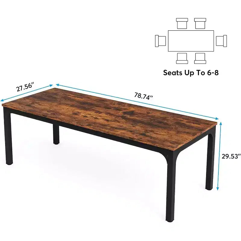 Grande table de salle à manger rectangulaire en bois de ferme, longue table de salle à manger moderne pour cuisine, coin-repas