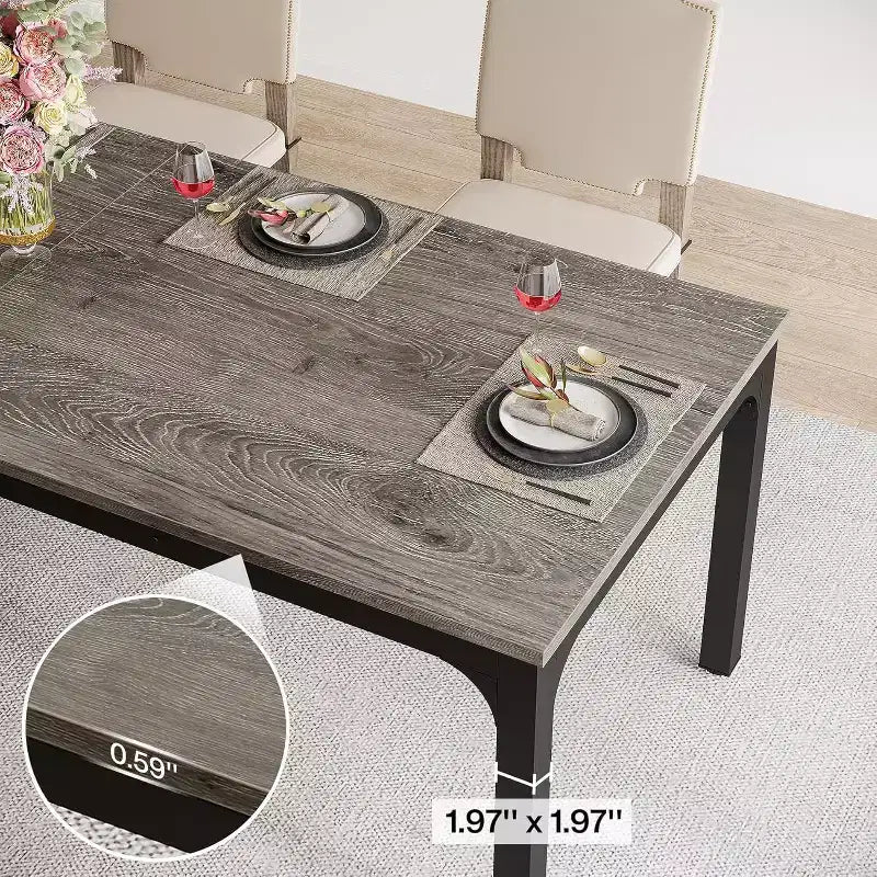 Grande table de salle à manger rectangulaire en bois de ferme, longue table de salle à manger moderne pour cuisine, coin-repas