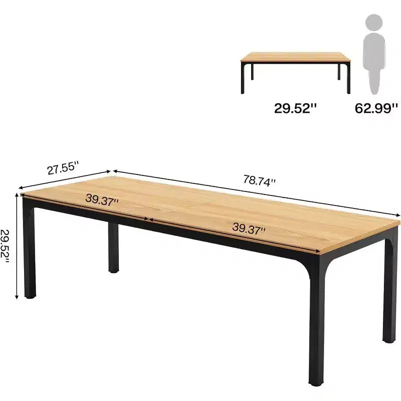 Grande table de salle à manger rectangulaire en bois de ferme, longue table de salle à manger moderne pour cuisine, coin-repas