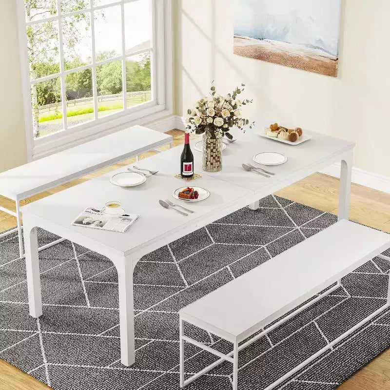 Grande table de salle à manger rectangulaire en bois de ferme, longue table de salle à manger moderne pour cuisine, coin-repas