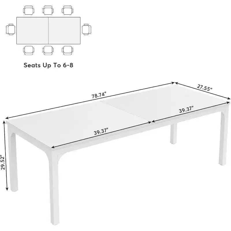 Grande table de salle à manger rectangulaire en bois de ferme, longue table de salle à manger moderne pour cuisine, coin-repas