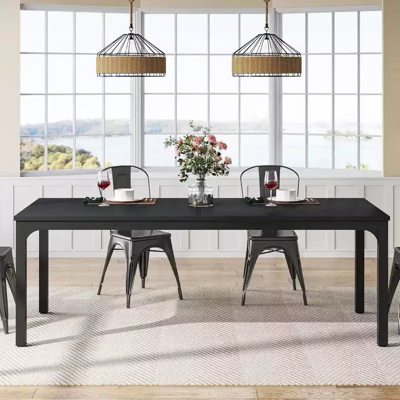 Grande table de salle à manger rectangulaire en bois de ferme, longue table de salle à manger moderne pour cuisine, coin-repas