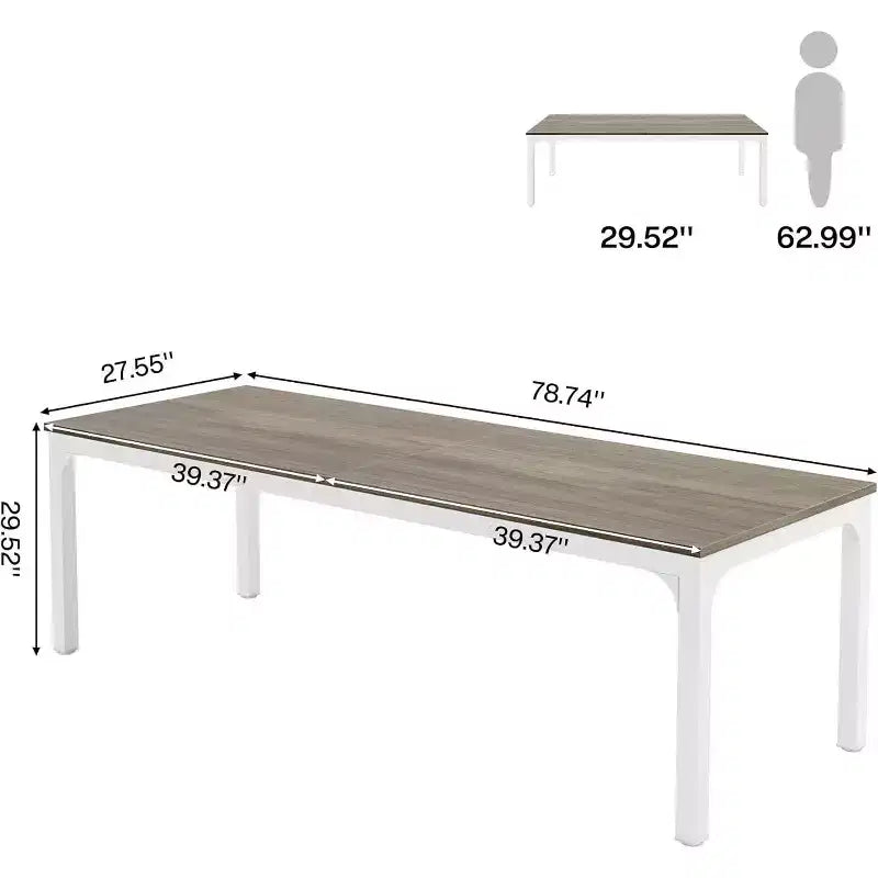 Grande table de salle à manger rectangulaire en bois de ferme, longue table de salle à manger moderne pour cuisine, coin-repas