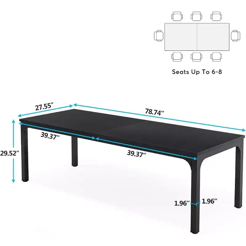 Grande table de salle à manger rectangulaire en bois de ferme, longue table de salle à manger moderne pour cuisine, coin-repas
