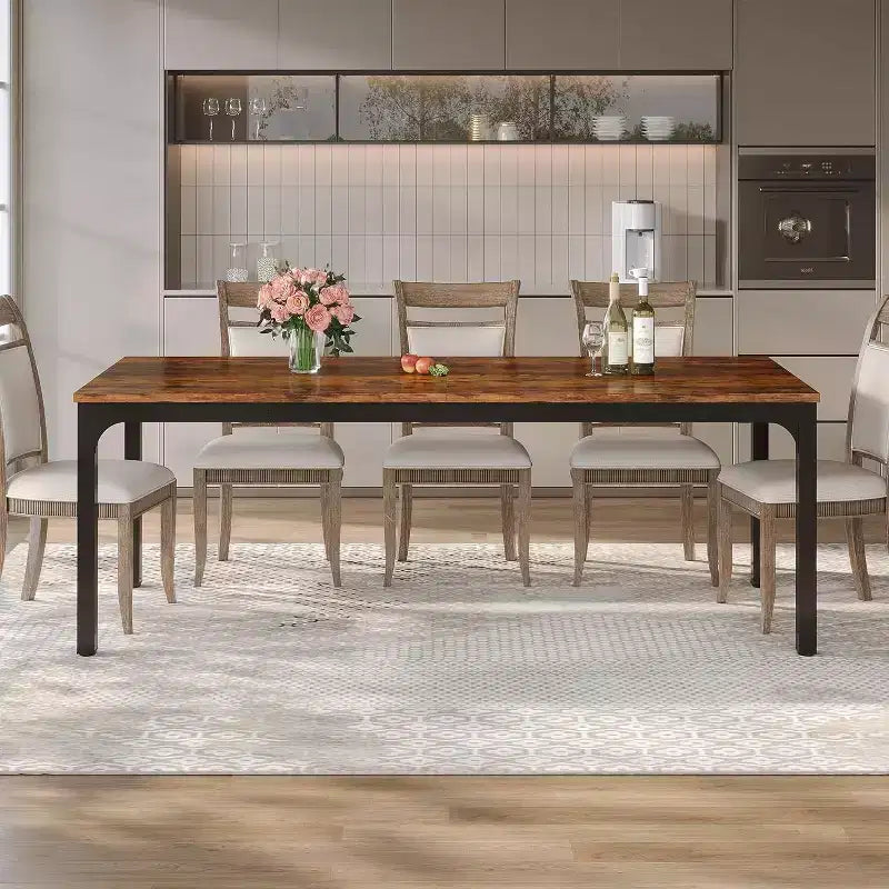 Grande table de salle à manger rectangulaire en bois de ferme, longue table de salle à manger moderne pour cuisine, coin-repas