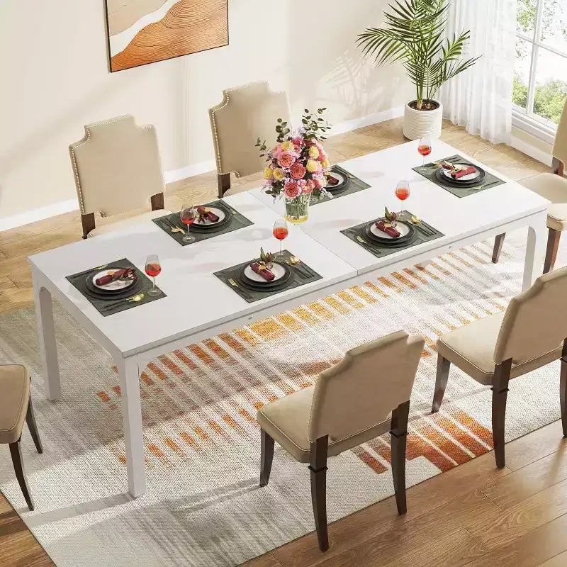 Grande table de salle à manger rectangulaire en bois de ferme, longue table de salle à manger moderne pour cuisine, coin-repas