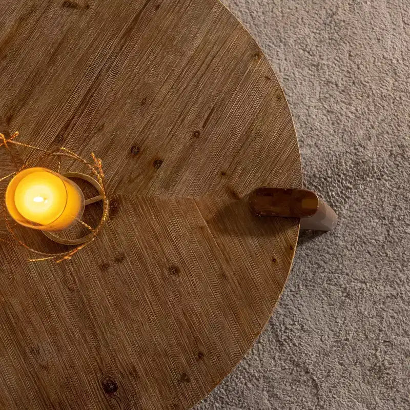 Table basse ronde en bois pour salon, table basse rustique naturelle pour appartement