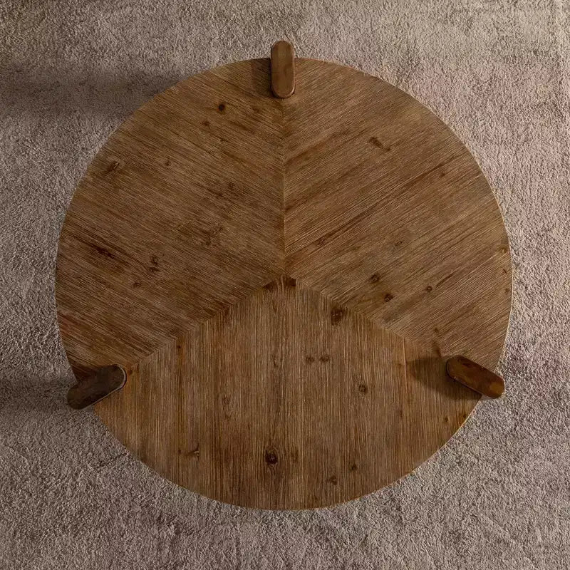Table basse ronde en bois pour salon, table basse rustique naturelle pour appartement