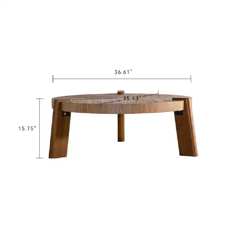 Table basse ronde en bois pour salon, table basse rustique naturelle pour appartement