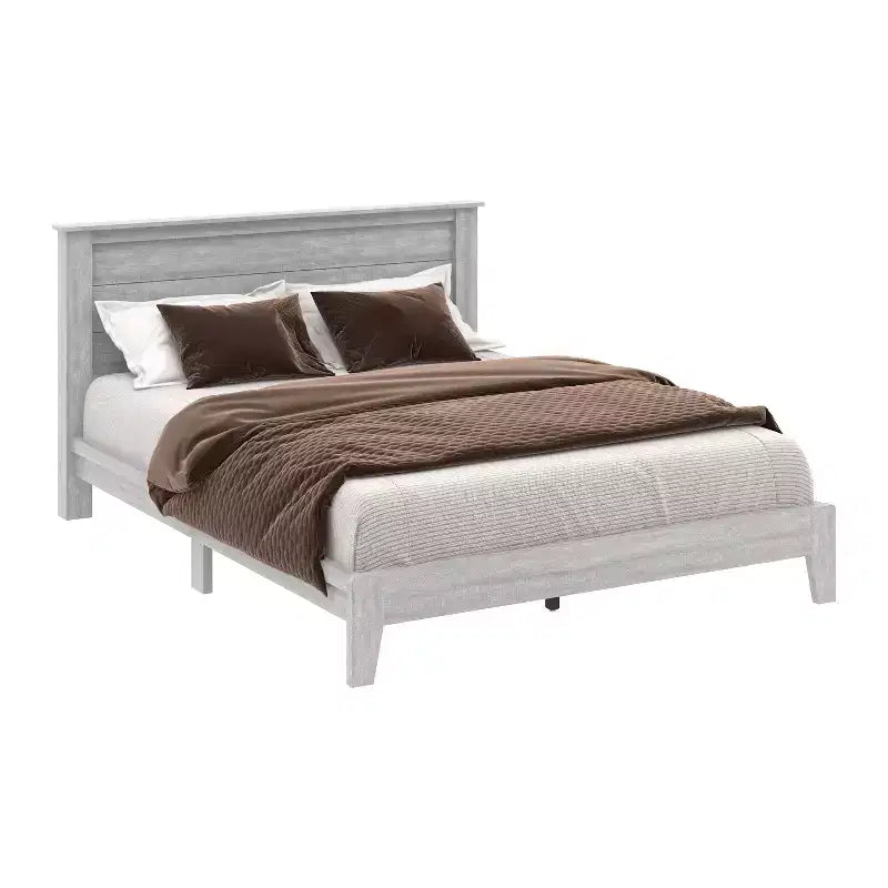 Lit Queen Tiena Lencia avec tête de lit chêne gris poussiéreux