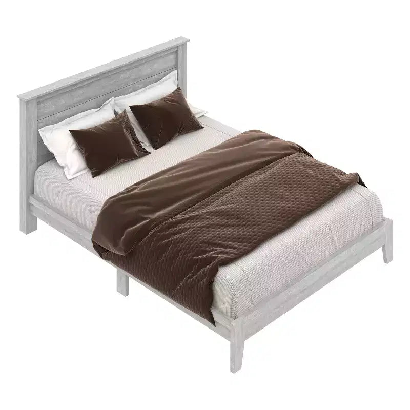 Lit Queen Tiena Lencia avec tête de lit chêne gris poussiéreux