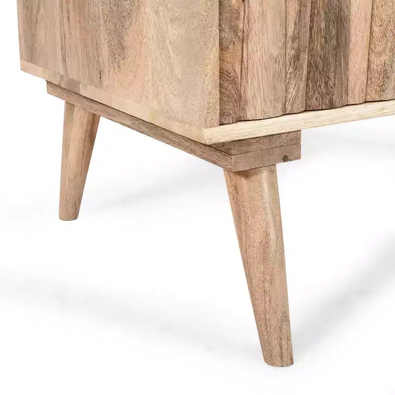 Meuble d'appoint avec 2 tiroirs, buffet de rangement en bois de manguier à grain naturel