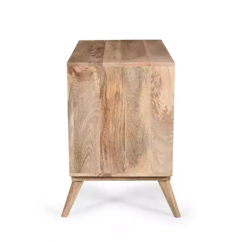 Meuble d'appoint avec 2 tiroirs, buffet de rangement en bois de manguier à grain naturel