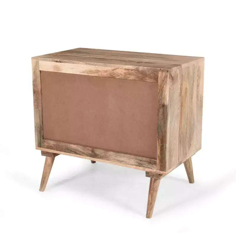 Meuble d'appoint avec 2 tiroirs, buffet de rangement en bois de manguier à grain naturel