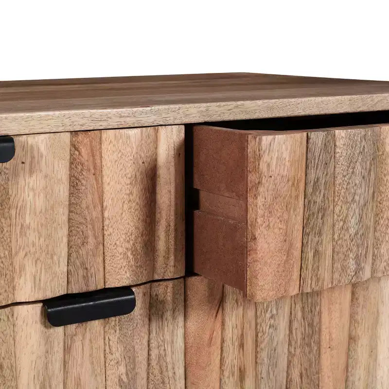 Meuble d'appoint avec 2 tiroirs, buffet de rangement en bois de manguier à grain naturel