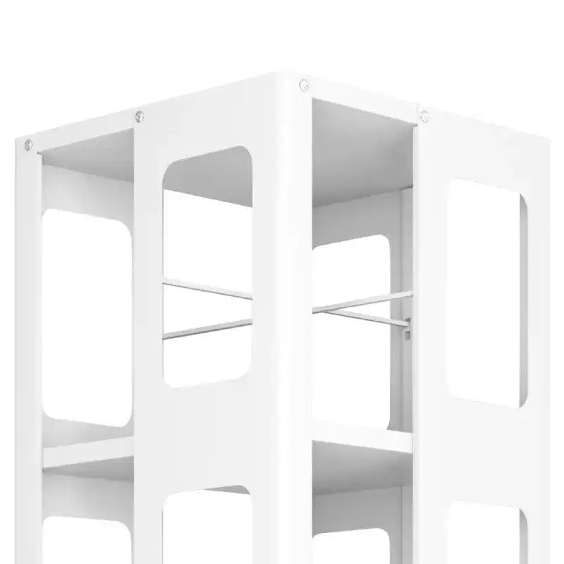 Bibliothèque rotative tout acier avec roulettes à 360°, étagères de rangement à 4 niveaux, organisateur de rangement pour salon, couloir, bureau