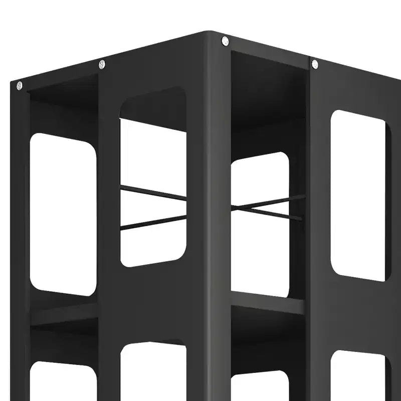 Bibliothèque rotative tout acier avec roulettes à 360°, étagères de rangement à 4 niveaux, organisateur de rangement pour salon, couloir, bureau