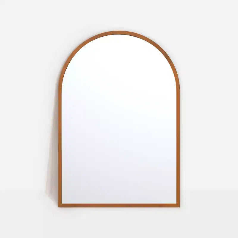 Ensemble de deux miroirs de salle de bain encadrés en bois d'arc en noyer