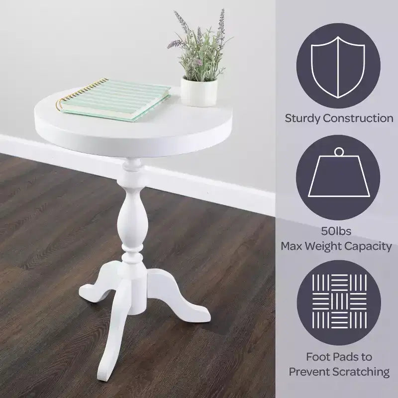 Table d'appoint ronde à pied, blanc