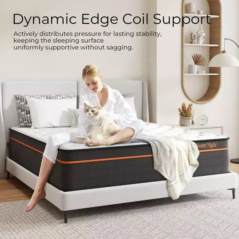 Matelas hybride en boîte de 14 po, grandeur grand lit, mousse mémoire/ressorts