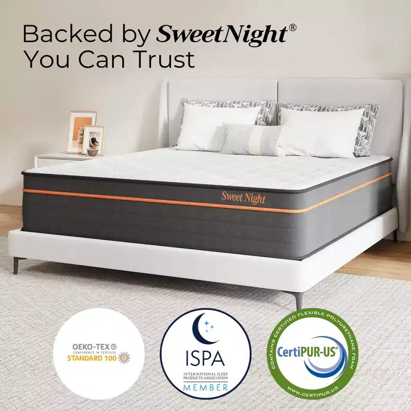 Matelas hybride en boîte de 14 po, grandeur grand lit, mousse mémoire/ressorts
