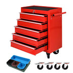 Organisateur d'armoire de rangement d'outils en acier, servante à 5 tiroirs avec serrure, inclut une clé pour un rangement sécurisé
