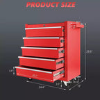 Organisateur d'armoire de rangement d'outils en acier, servante à 5 tiroirs avec serrure, inclut une clé pour un rangement sécurisé