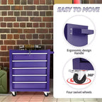 Organisateur d'armoire de rangement d'outils en acier, servante à 5 tiroirs avec serrure, inclut une clé pour un rangement sécurisé