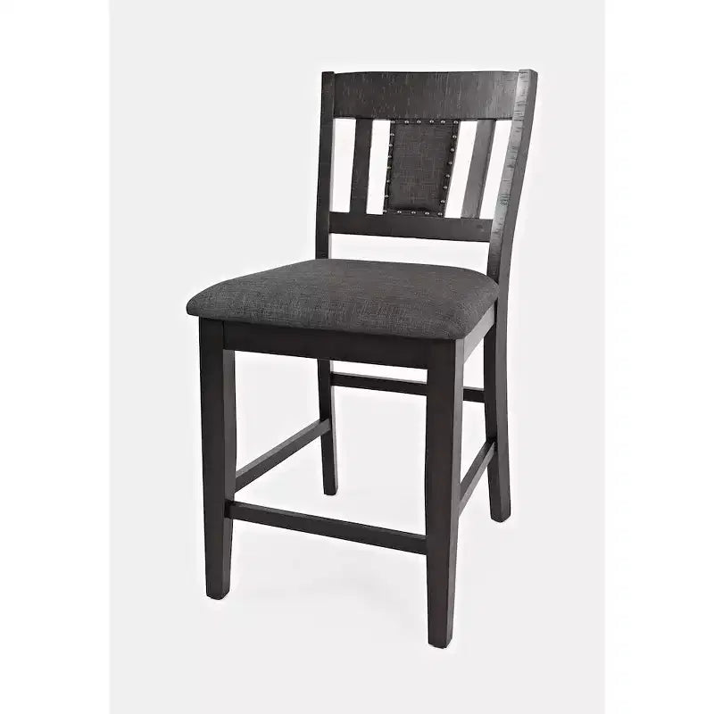 Tabouret de comptoir à lattes rembourré avec garniture cloutée (lot de 2)