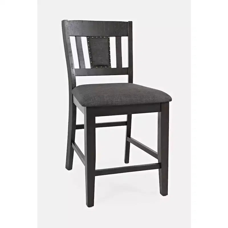 Tabouret de comptoir à lattes rembourré avec garniture cloutée (lot de 2)