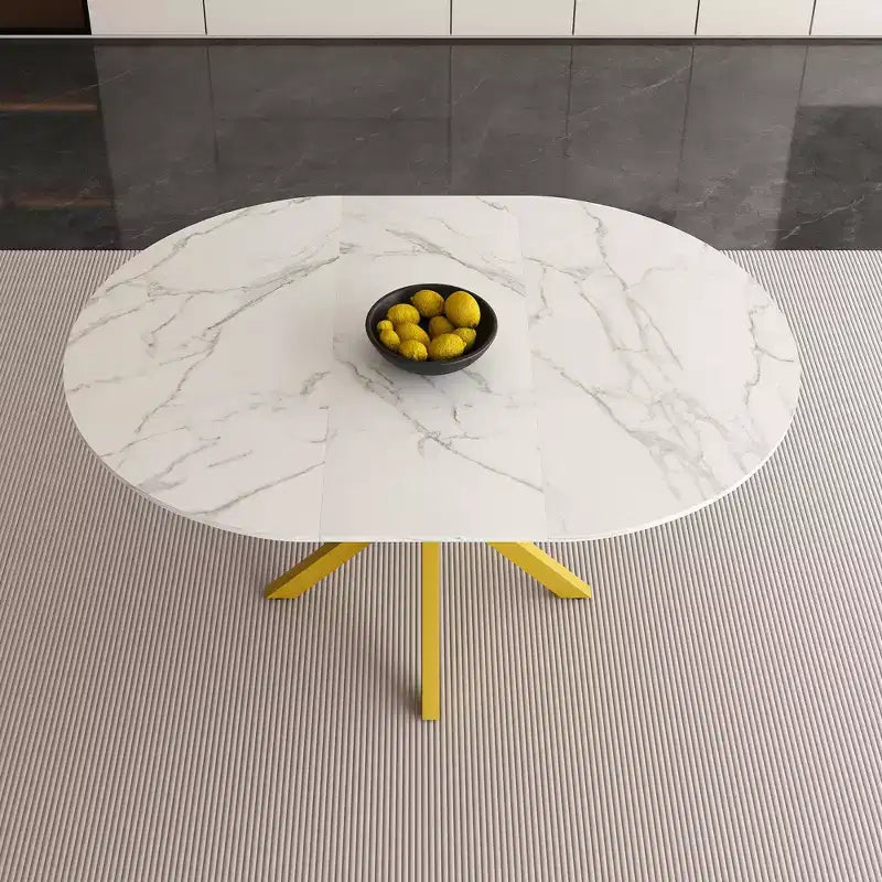 Table à manger moderne rétractable de 59 pouces pour 6 personnes, table pliante avec base en acier au carbone, table de cuisine pour salle à manger, salon