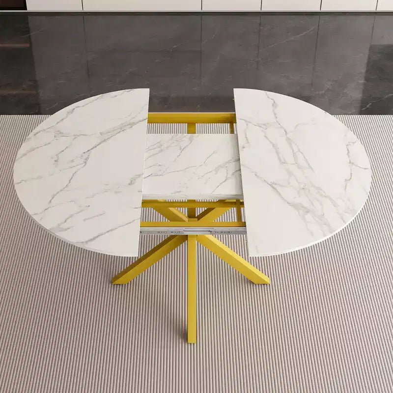 Table à manger moderne rétractable de 59 pouces pour 6 personnes, table pliante avec base en acier au carbone, table de cuisine pour salle à manger, salon