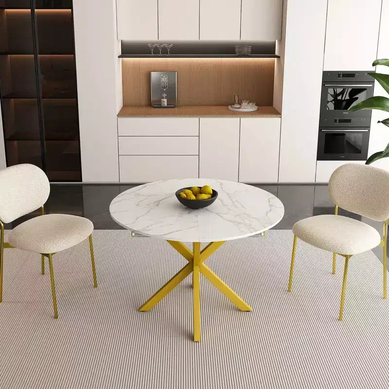 Table à manger moderne rétractable de 59 pouces pour 6 personnes, table pliante avec base en acier au carbone, table de cuisine pour salle à manger, salon