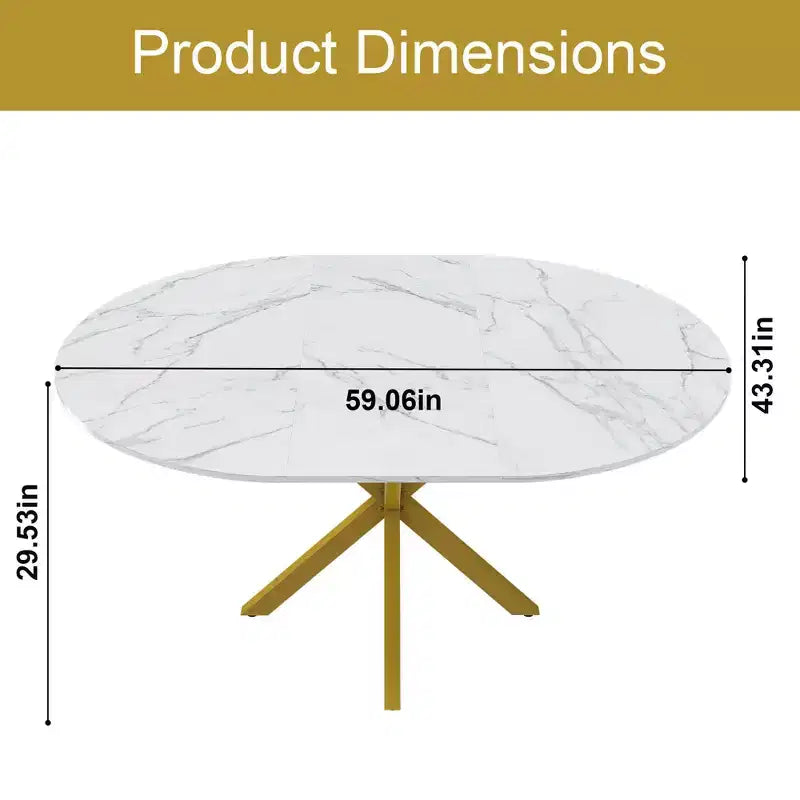 Table à manger moderne rétractable de 59 pouces pour 6 personnes, table pliante avec base en acier au carbone, table de cuisine pour salle à manger, salon