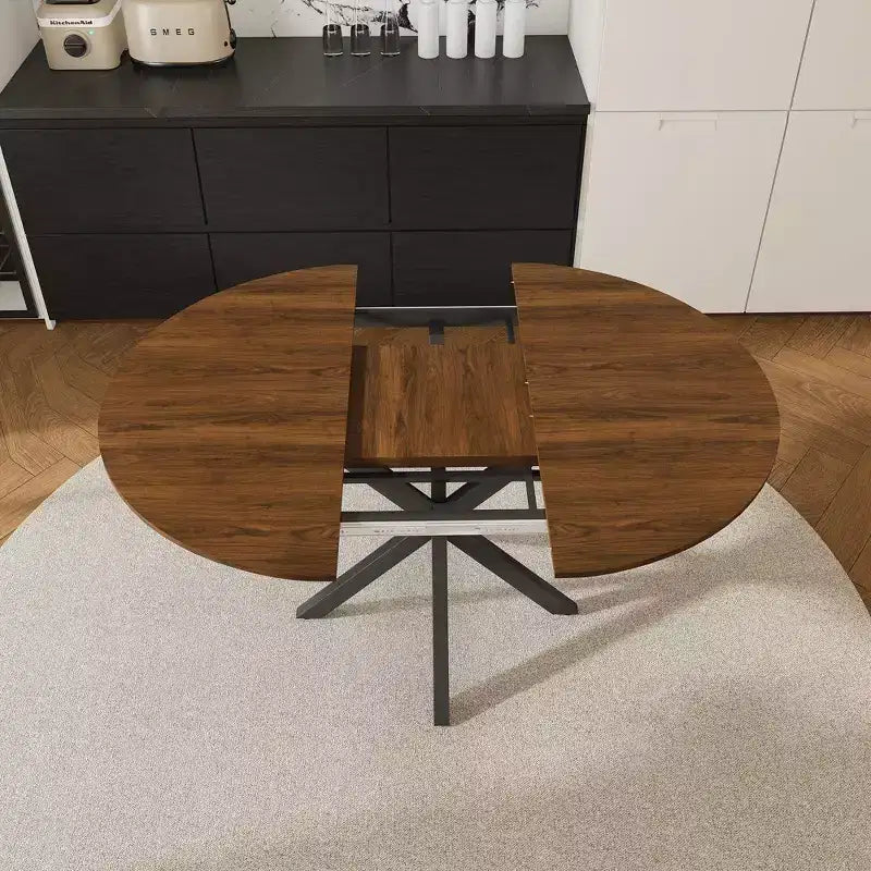 Table à manger moderne rétractable de 59 pouces pour 6 personnes, table pliante avec base en acier au carbone, table de cuisine pour salle à manger, salon