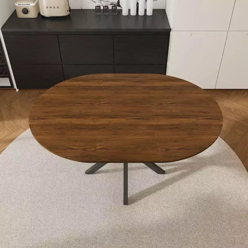Table à manger moderne rétractable de 59 pouces pour 6 personnes, table pliante avec base en acier au carbone, table de cuisine pour salle à manger, salon