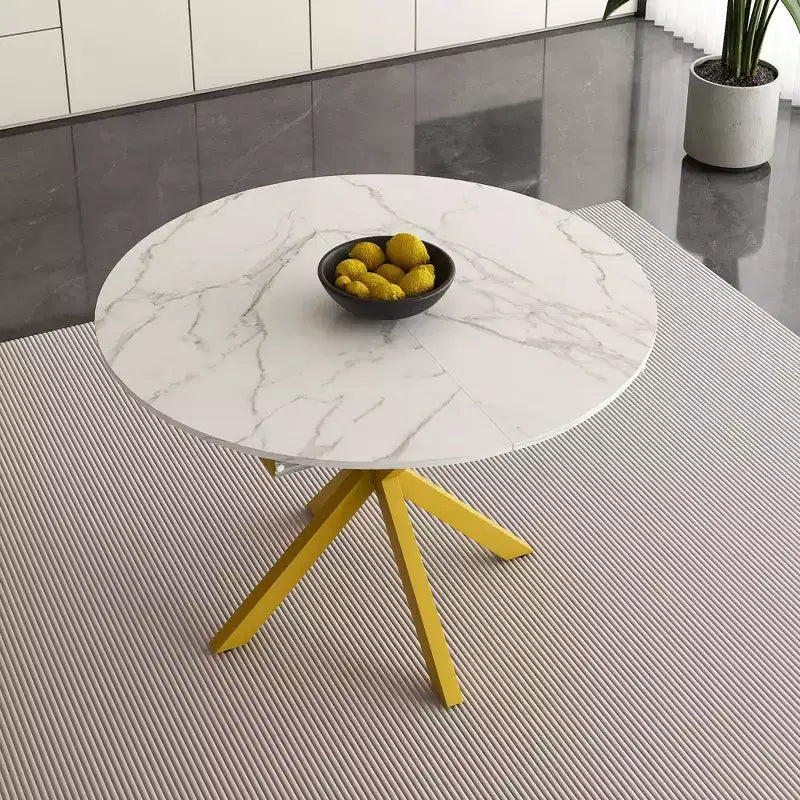 Table à manger moderne rétractable de 59 pouces pour 6 personnes, table pliante avec base en acier au carbone, table de cuisine pour salle à manger, salon