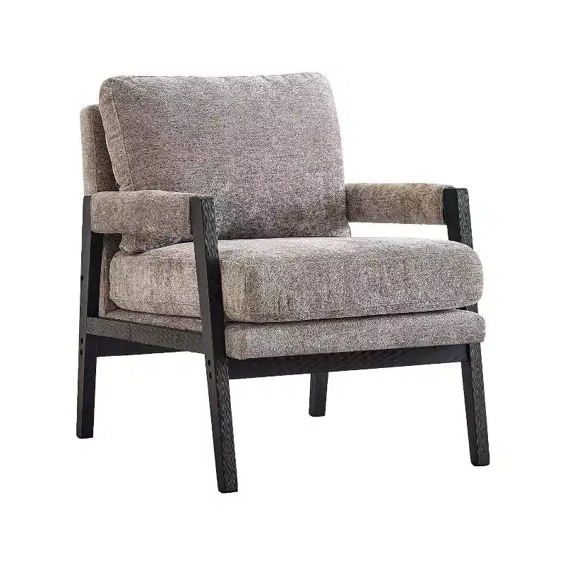 Fauteuil d'appoint rembourré en chenille, style Mid-Century Modern
