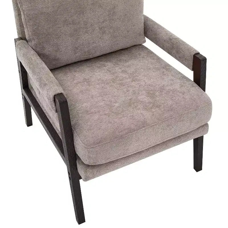 Fauteuil d'appoint rembourré en chenille, style Mid-Century Modern