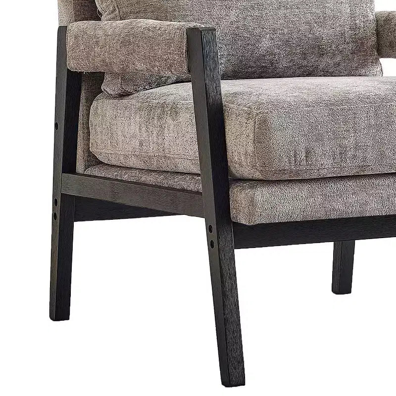 Fauteuil d'appoint rembourré en chenille, style Mid-Century Modern