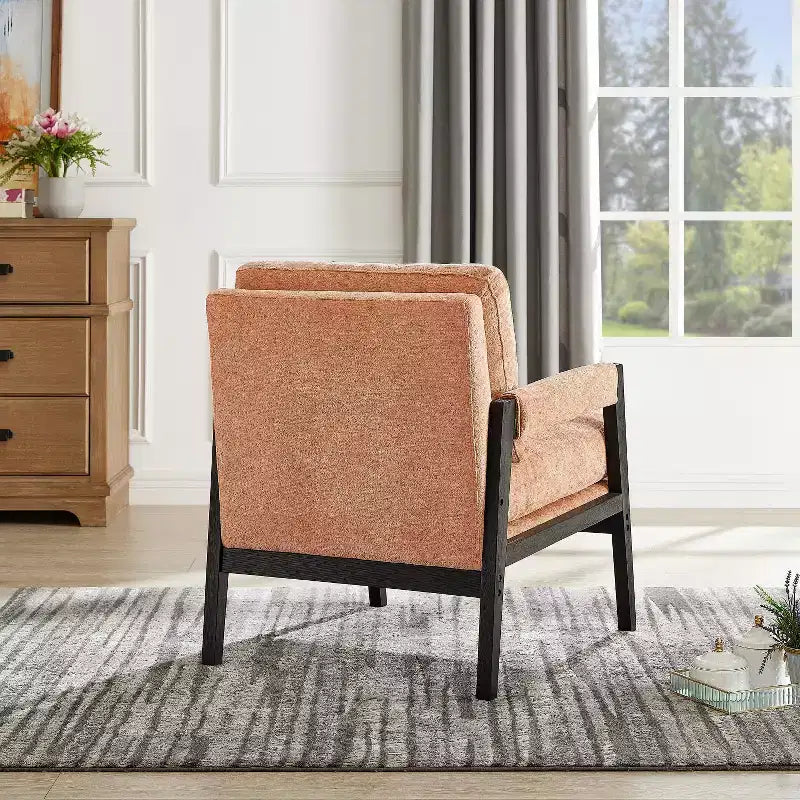 Fauteuil d'appoint rembourré en chenille, style Mid-Century Modern