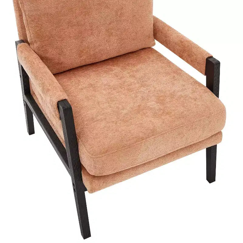Fauteuil d'appoint rembourré en chenille, style Mid-Century Modern