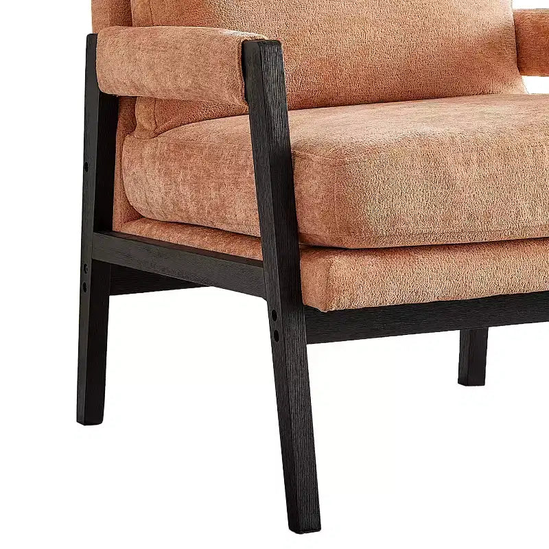 Fauteuil d'appoint rembourré en chenille, style Mid-Century Modern