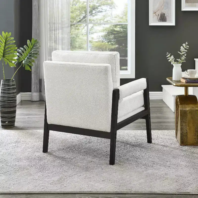 Fauteuil d'appoint rembourré en chenille, style Mid-Century Modern