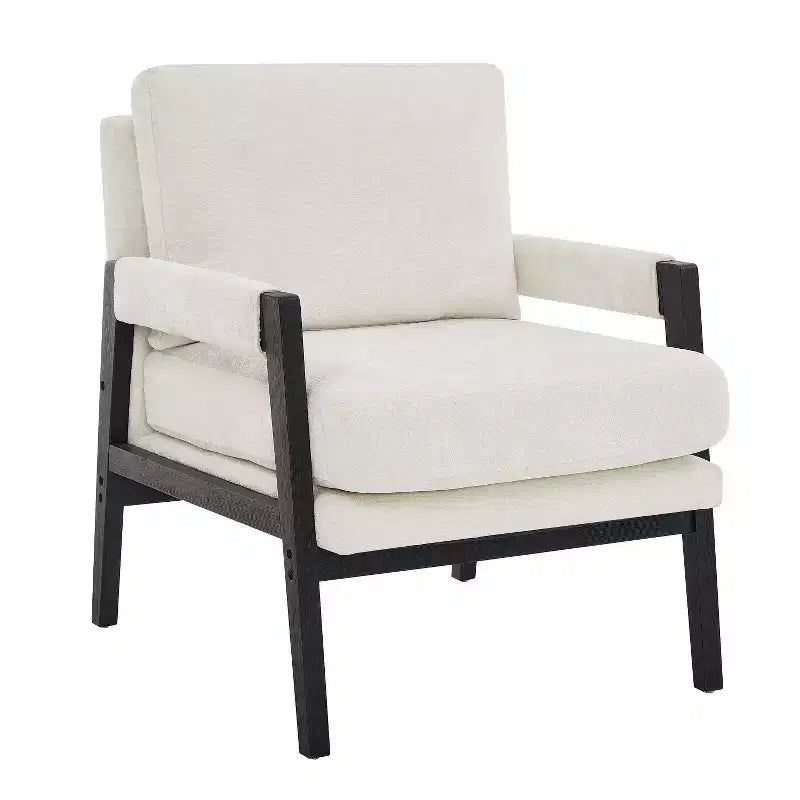 Fauteuil d'appoint rembourré en chenille, style Mid-Century Modern