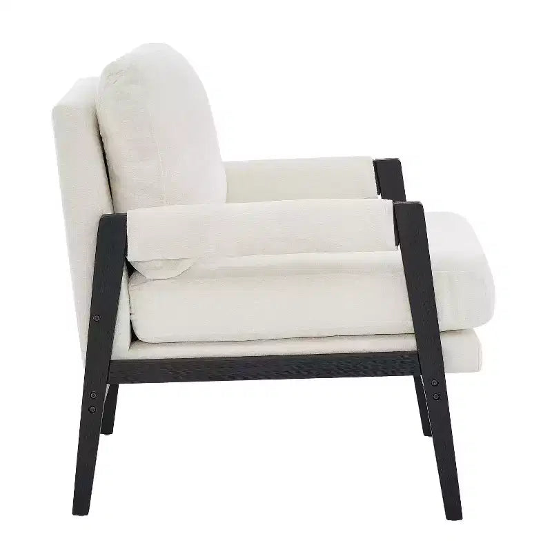 Fauteuil d'appoint rembourré en chenille, style Mid-Century Modern