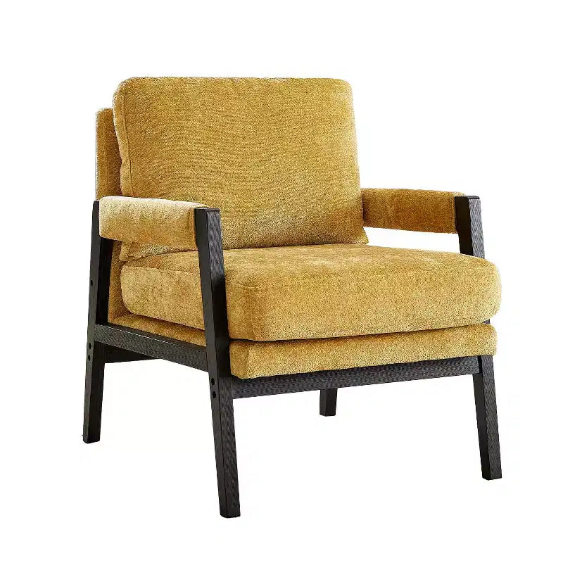Fauteuil d'appoint rembourré en chenille, style Mid-Century Modern