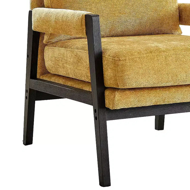Fauteuil d'appoint rembourré en chenille, style Mid-Century Modern